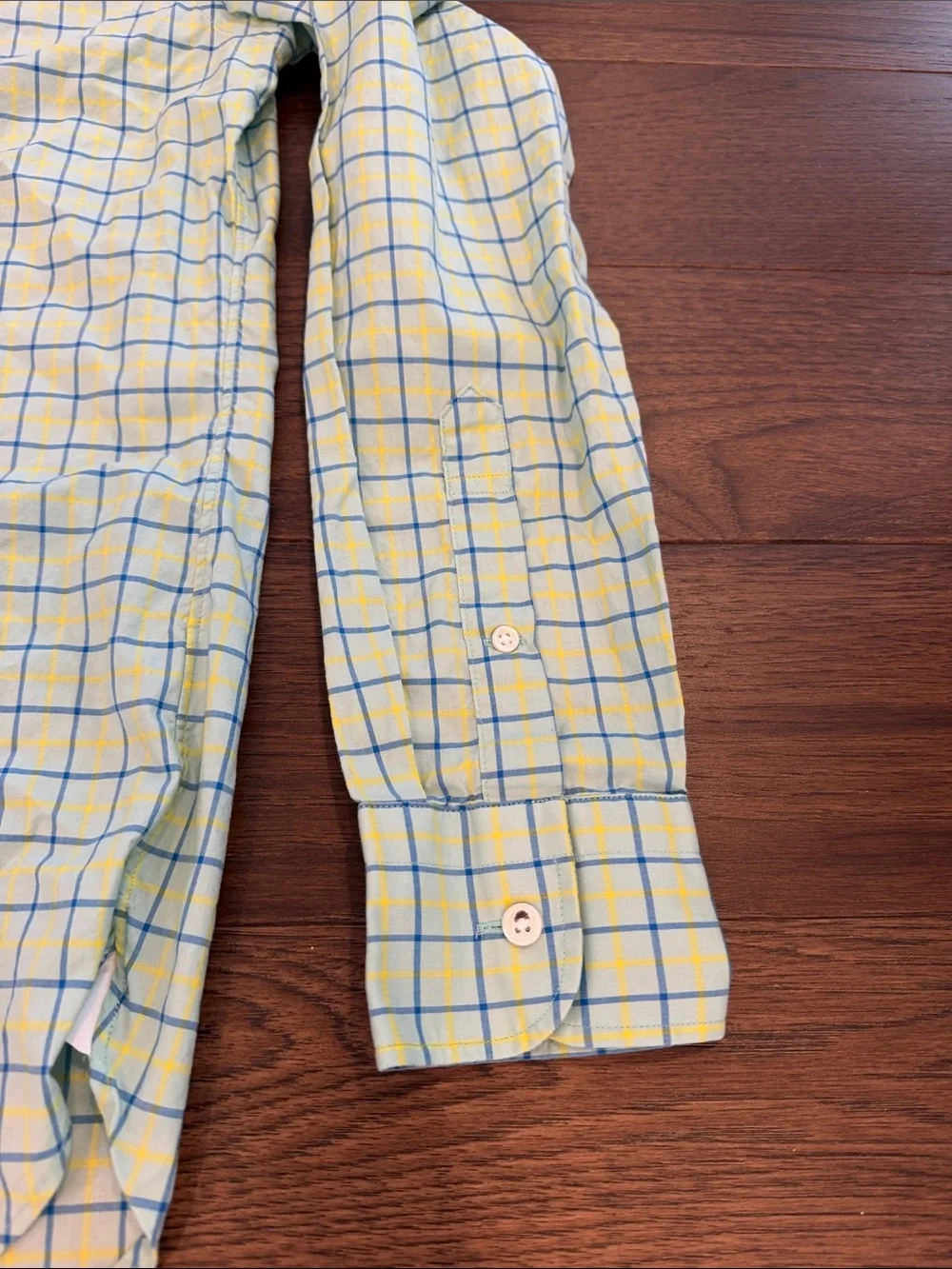 J. Crew Ludlow Green Shirt with Blue Windowpane Check Size Small - C15-044